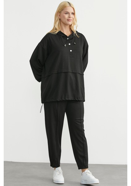 Scuba Oversize Tunik Eşofman Takım - Siyah modelleri