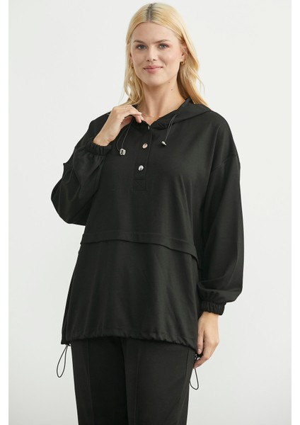 Scuba Oversize Tunik Eşofman Takım - Siyah fırsatları