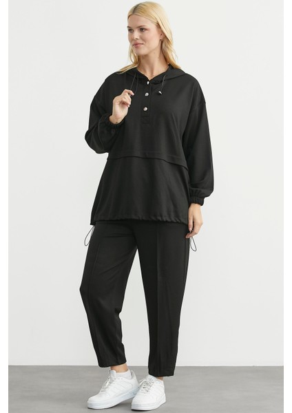 Scuba Oversize Tunik Eşofman Takım - Siyah indirimleri