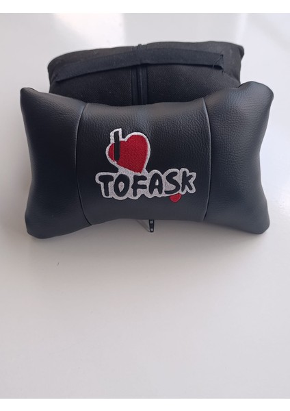 Tofaşk Kırmızı Renk Nakışlı Ortopedik Suni Deri Oto Boyun Yastığı fiyatları