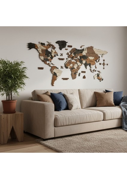 Camel Ahşap Dünya Haritası