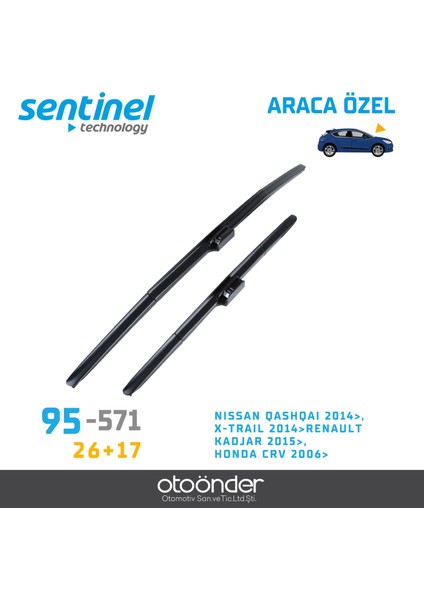 Sentinel Nissan Qashqai 2014 Silecek Takımı (650X430MM) (Cam Sabunu Hediyeli) fiyatları