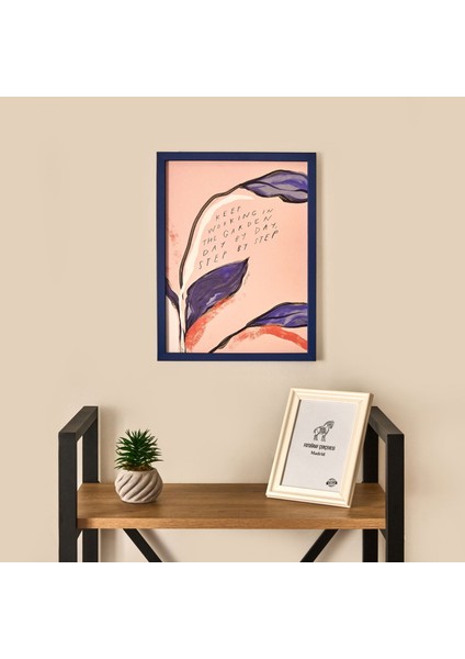 Deco Keep Workingin Duvar Panosu - Mavi / Pembe - 30X40 cm