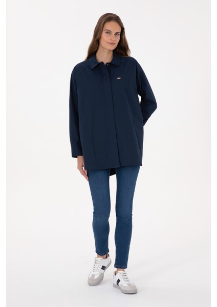 Kadın Lacivert Gömlek Desenli 50316399-VR033 fırsatları