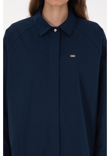 Kadın Lacivert Gömlek Desenli 50316399-VR033