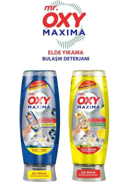 Mr. Oxy Maxima Elde Yıkama Bulaşık Deterjanı Limon Kokulu 650 ml + Elma Kokulu 650 ml