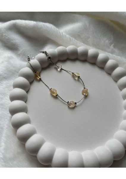 Amorf Sitrin Taşı Gümüş Kaplama Bileklik