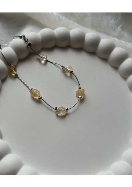 Amorf Sitrin Taşı Gümüş Kaplama Bileklik fiyatları