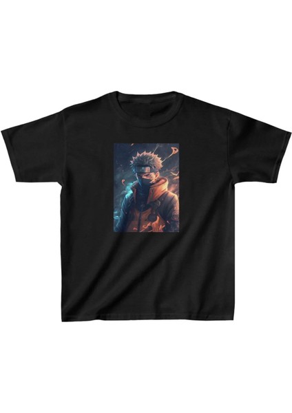 Unisex Çocuk Baskılı T-Shirt - Siyah