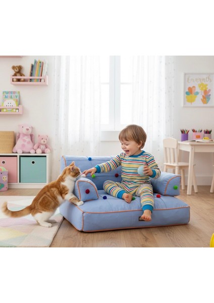 Lüx Kedi Köpek Koltuk- Çocuk Koltuk- Pon Ponlu Koltuk-Kedi Yatak- Köpek Yatak