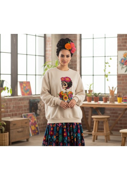 Recuérdame Oversize Sweatshirt Bej