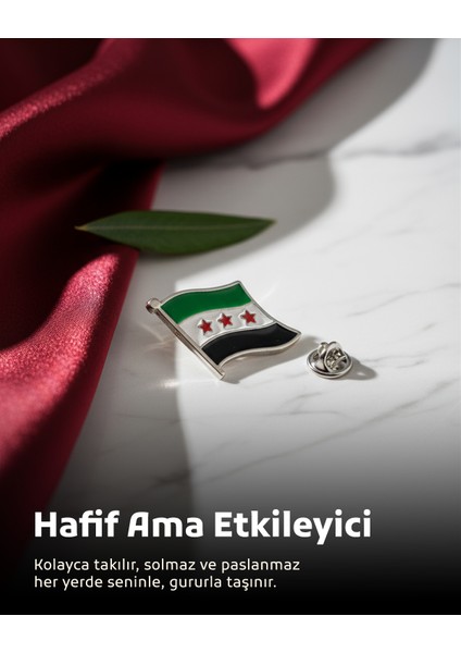 10'lu Yeni Suriye Bayrak Unisex Yaka Mineli Rozeti 21 mm A300029-10 fiyatları