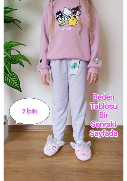 Çocuk Lila 2 Iplik Paçası Lastikli Eşofman Altı