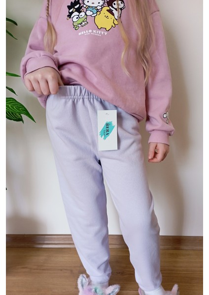 Çocuk Lila 2 Iplik Paçası Lastikli Eşofman Altı