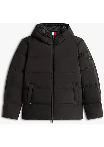 Erkek Regular Fit Kapüşonlu Dolgulu Şişme Mont - Siyah
