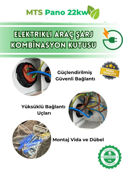 22 Kw 5/32 Vıko Pano 60 40 20 cm Seyyar Taşınabilir Elektrikli Araç Şarj Cihazı Kombinasyon Kutusu Besleme Panosu Kullanıma Hazır Vıko/panasonic Sigorta ve Kaçak Akım Rolesi 22KW modelleri