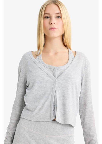 Coool Katmanlı Fitilli Kaşkorse Uzun Kollu Tişört G3013AX25WN