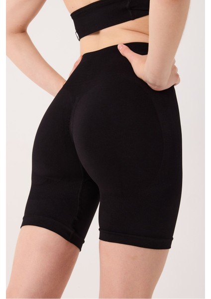 Amara Spor Şort Yüksek Bel Esnek Şekillendirici ve Toparlayıcı Seamless Tayt Kısa Şort