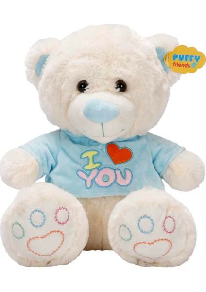 Tişörtlü Peluş Ayı 40 cm - Mavi