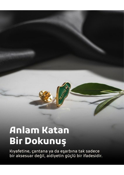 Filistin Haritası Içinde Bayrak & "palestıne" Yeşil Rengi Yaka Rozeti A300046