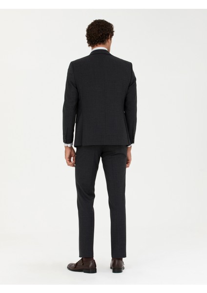 Erkek Siyah Slim Fit Yün Karışımlı Mikro Desenli Takım Elbise 50272937-VR046 indirimleri