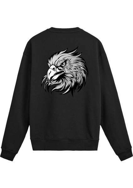 Sırt Baskılı Kartal Başlı Sweatshirt