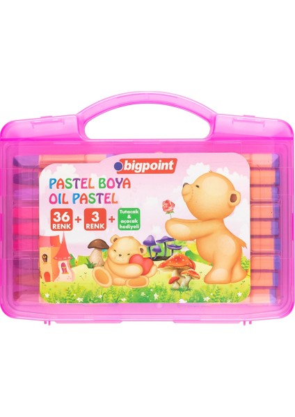 Pastel Boya 36+3 Renk - Pembe Çantalı x 3 Adet