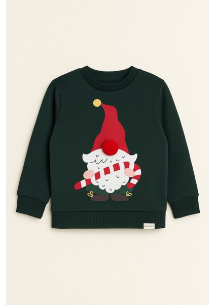 Erkek Çocuk Santa Claus Yılbaşı Temalı Sweatshirt Pijama Üstü Yeşil modelleri