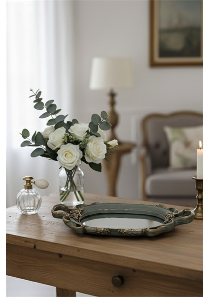 Şık Oymalı Aynalı Klasik Sunum Tepsi modelleri