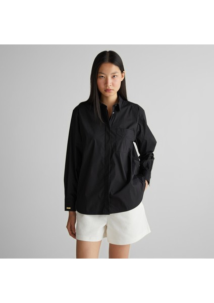 Kadın Siyah Klasik Yaka Gömlek