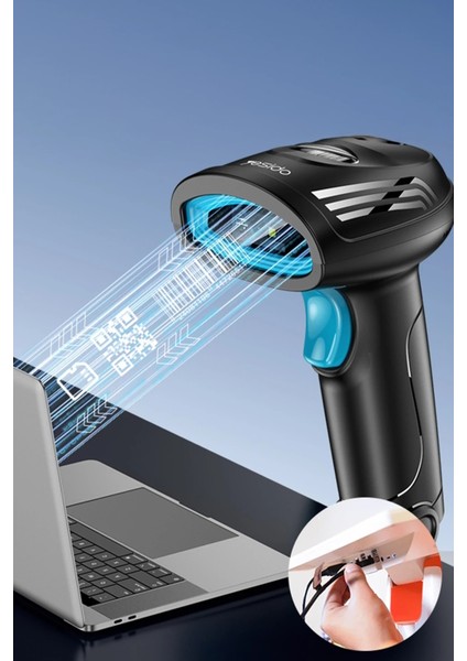 EC21 Hızlı Çözümleme Özellikli Kablolu 2d Lazer Barkod Okuyucu - Siyah indirimleri