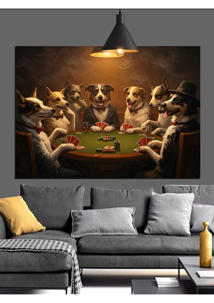 Poker Oynayan Köpekler Dekoratif Kanvas - Mdf Ahşap Tablo