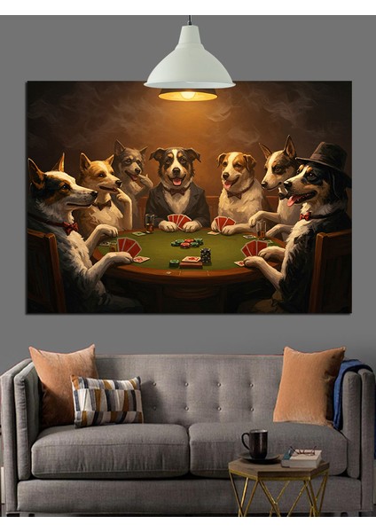 Poker Oynayan Köpekler Dekoratif Kanvas - Mdf Ahşap Tablo fiyatları