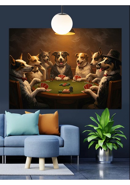 Poker Oynayan Köpekler Dekoratif Kanvas - Mdf Ahşap Tablo fırsatları