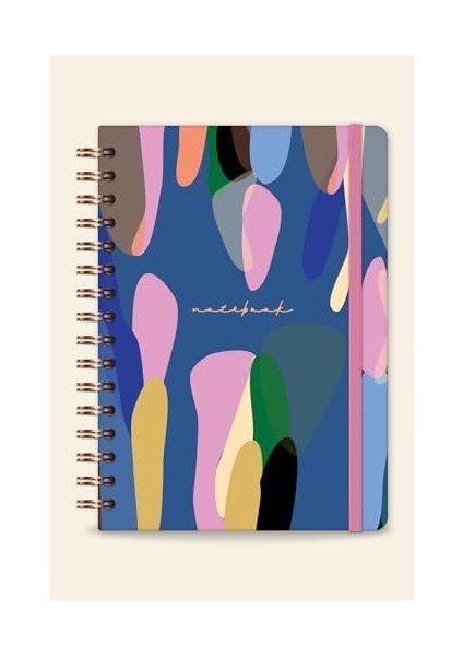 A5 Spiralli Sert Kapak Düz - Çizgisiz Not Defteri Lacivert Damla fiyatları