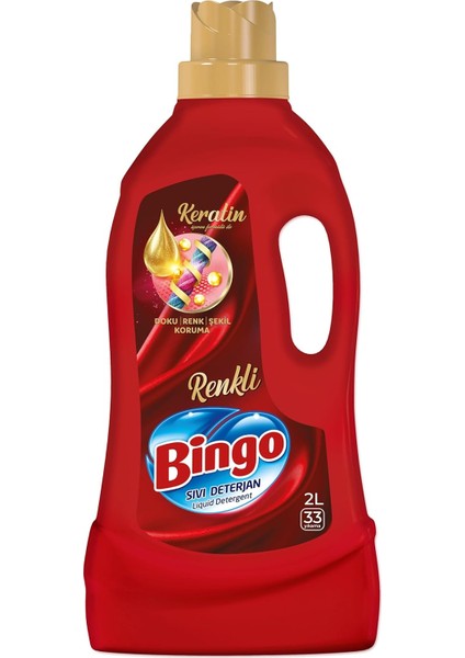 Bingo Sıvı Çamaşır Deterjan Bakım Renkli 2000 ml 33 Yıkama