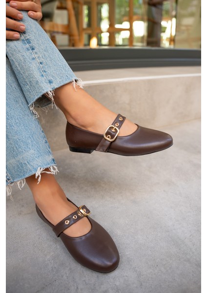 Victor Acı Kahve Deri Gold Tokalı Babet fiyatları