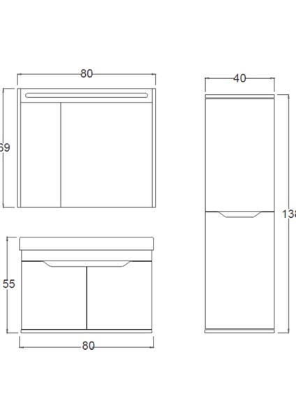 Lenon Banyo Dolabı 80 cm (Boy Dolabı Dahil Değildir.) fırsatları