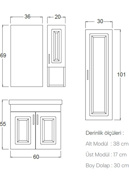 Loren Banyo Dolabı 60 cm (Boy Dolabı Dahil Değildir.) fırsatları