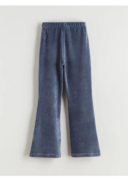 Indigo Beli Lastikli Ispanyol Paça Kadife Kız Çocuk Tayt (W5) modelleri