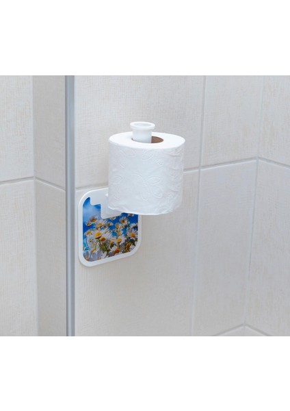 Karışık Desenli Tuvalet Kağıtlığı, Beyaz, Duvar Montajlı