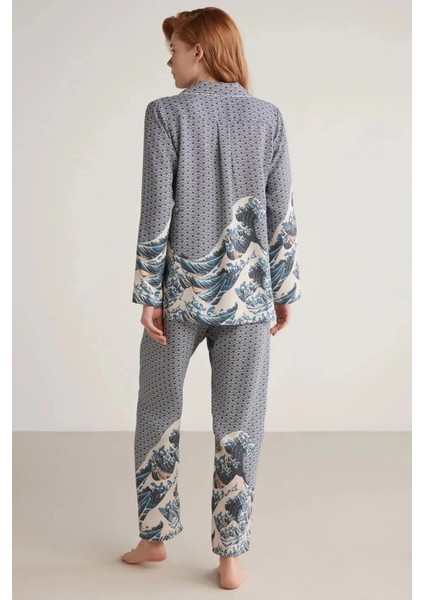 Mdb Nautıca W617 Kadın Uzun Kollu Önden Düğmeli Pijama Takımı fırsatları