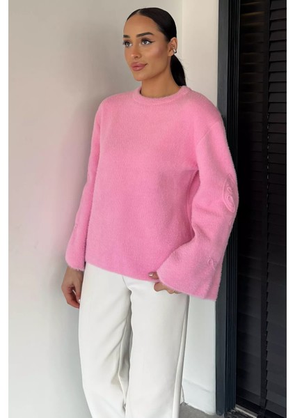 Kadın Bisiklet Yaka Kol Işlemeli Triko Kazak (S-M-L-Xl Beden Uyumludur.) P-00018913