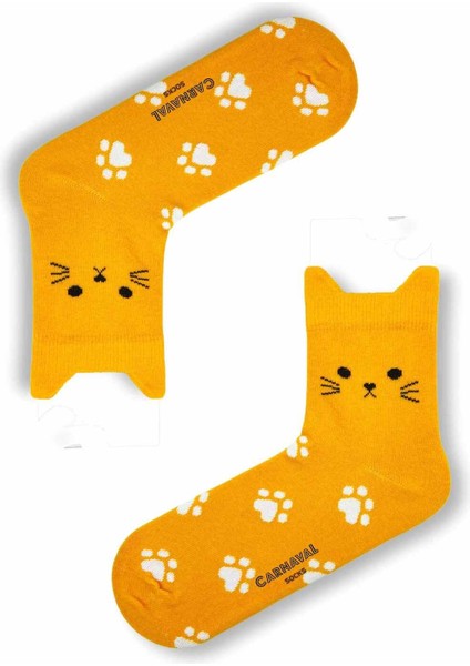 5’li Kedi Şekilli Renkli Çorap Seti | Hediye Kutulu Unisex Pamuklu Çoraplar