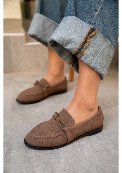 Onapy Acı Kahve Süet Düz Taban Düğüm Detaylı Ayakkabı modelleri
