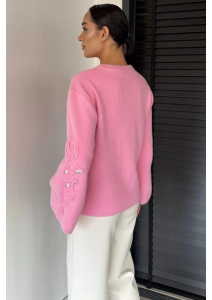 Kadın Bisiklet Yaka Kol Işlemeli Triko Kazak (S-M-L-Xl Beden Uyumludur.) P-00018913 fırsatları