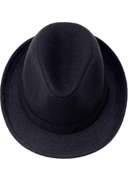 Bfs Çocuk Boy Siyah Kumaş Fötr Şapka Gösteri Şapkası Michael Jackson Şapkası 54 No