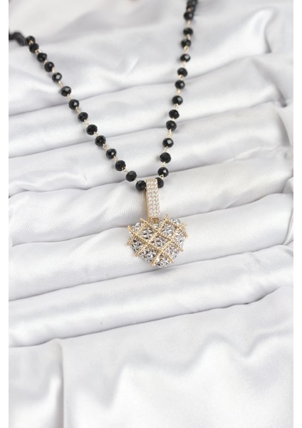 Bfs 316L Çelik Zincir Kristal Boncuklu Kalpli Kadın Kolye fiyatları