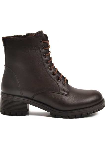 Kahve Hakiki Deri Bağcıklı Kadın Bot 2680-1 Z fiyatları