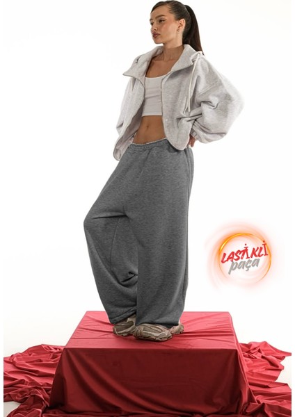 Unisex Kışlık Şardonlu Baggy Eşofman Altı 2 Cepli Ayarlanabilir Paça Lastikli Ultra Bol Rahat Kalıp fiyatları